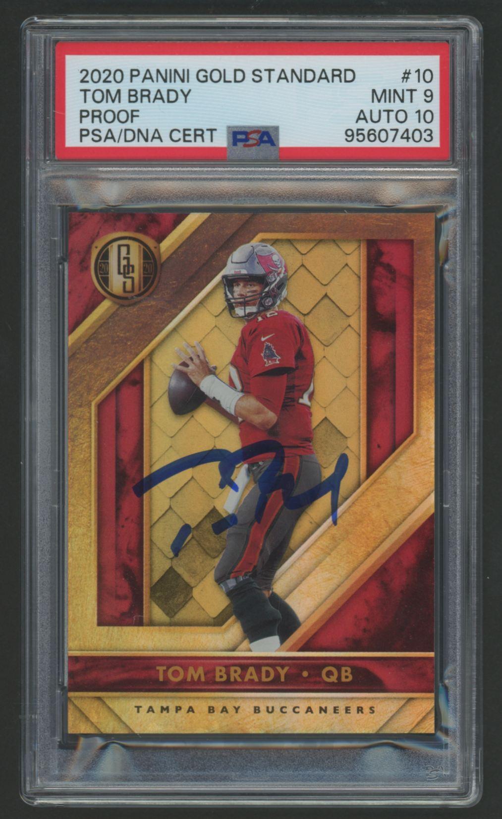 Tom Brady Signed 2020 Panini Gold Standard Proof (PSA 9 | Autograph Graded 10) at PristineAuction.com Tom Brady Signed 2020 Panini Gold Standard Proof (PSA 9 | Autograph Graded 10) at PristineAuction.com