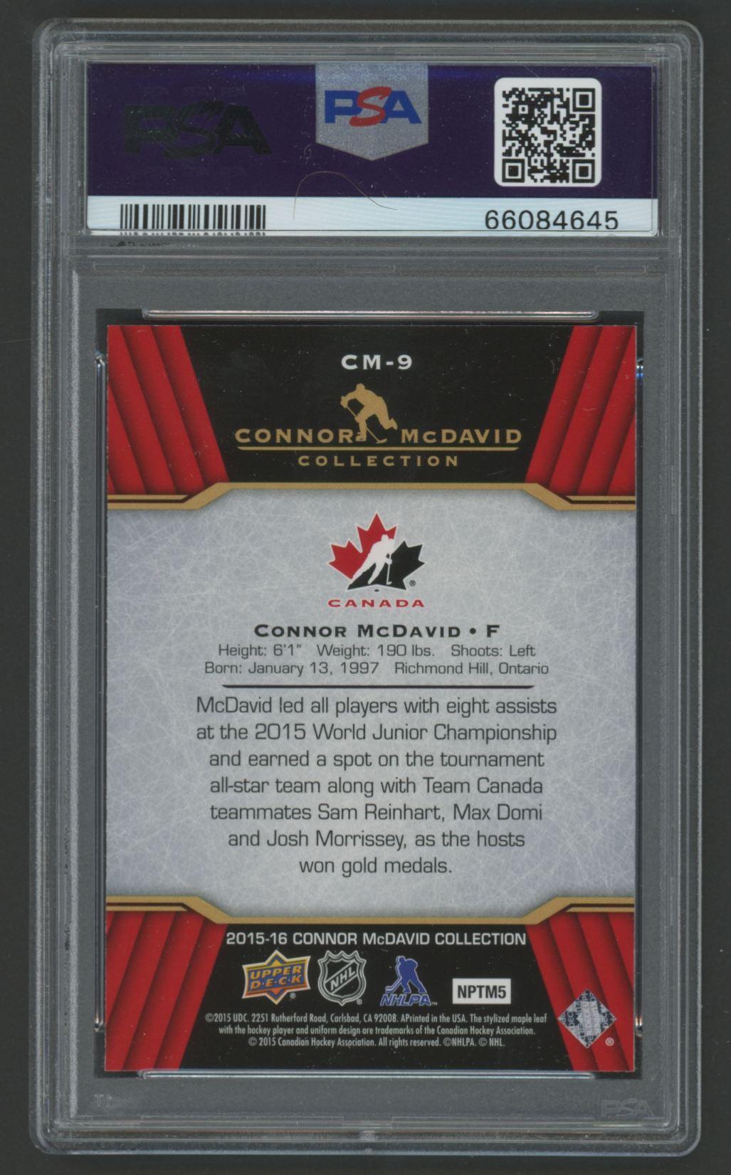 Connor McDavid 2015-16 Upper Deck Connor McDavid Collection #9 (PSA 10) at PristineAuction.com Connor McDavid 2015-16 Upper Deck Connor McDavid Collection #9 (PSA 10) at PristineAuction.com