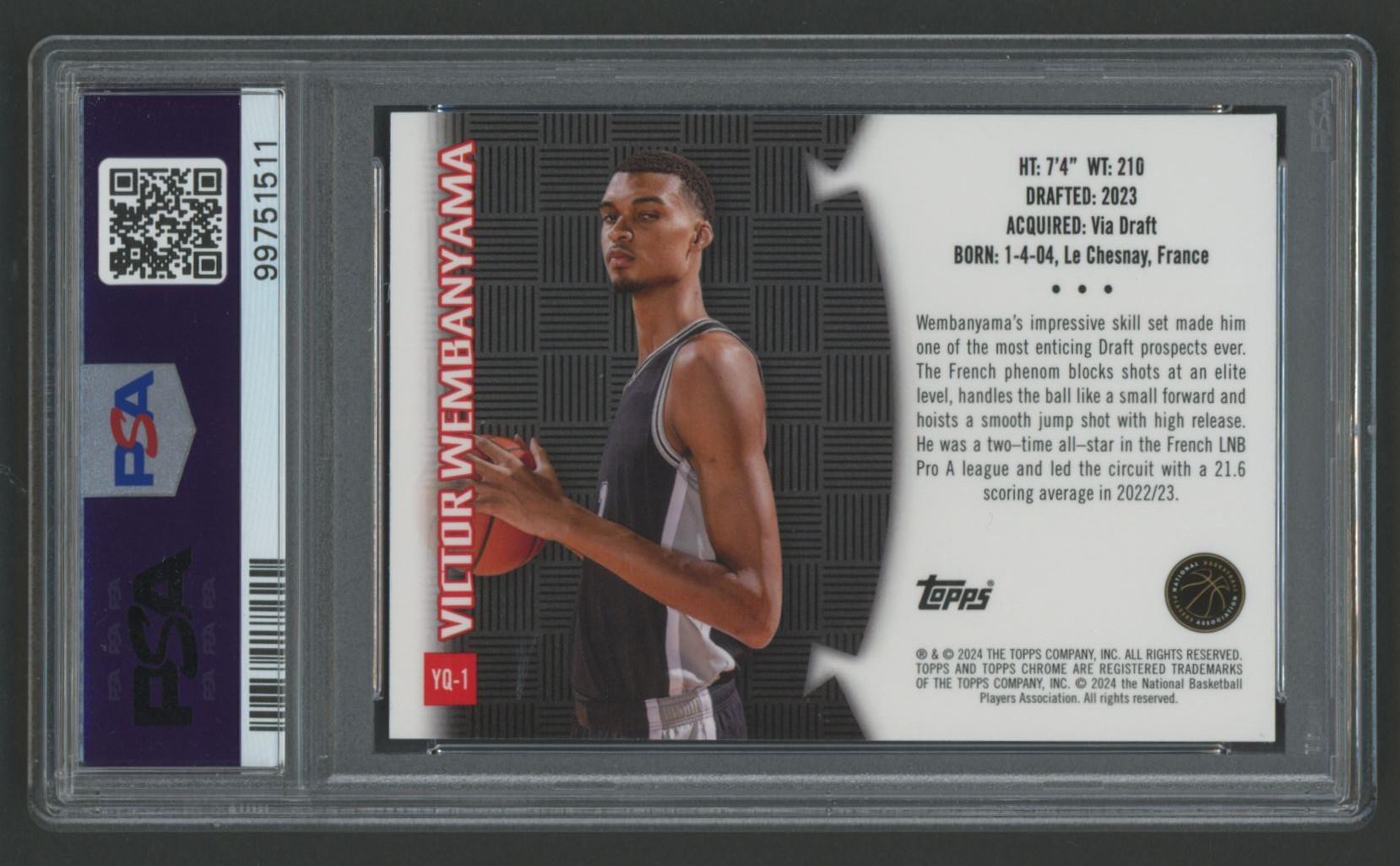 Victor Wembanyama 2023 Topps Chrome Youthquake #1 (PSA 9) at PristineAuction.com Victor Wembanyama 2023 Topps Chrome Youthquake #1 (PSA 9) at PristineAuction.com