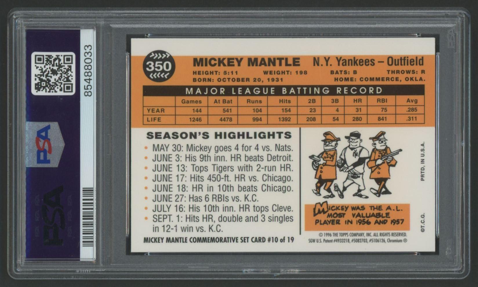 Mickey Mantle 1996 Topps Mantle Finest / 1960 Topps Reprint with Coating #6 (PSA 7) at PristineAuction.com Mickey Mantle 1996 Topps Mantle Finest / 1960 Topps Reprint with Coating #6 (PSA 7) at PristineAuction.com