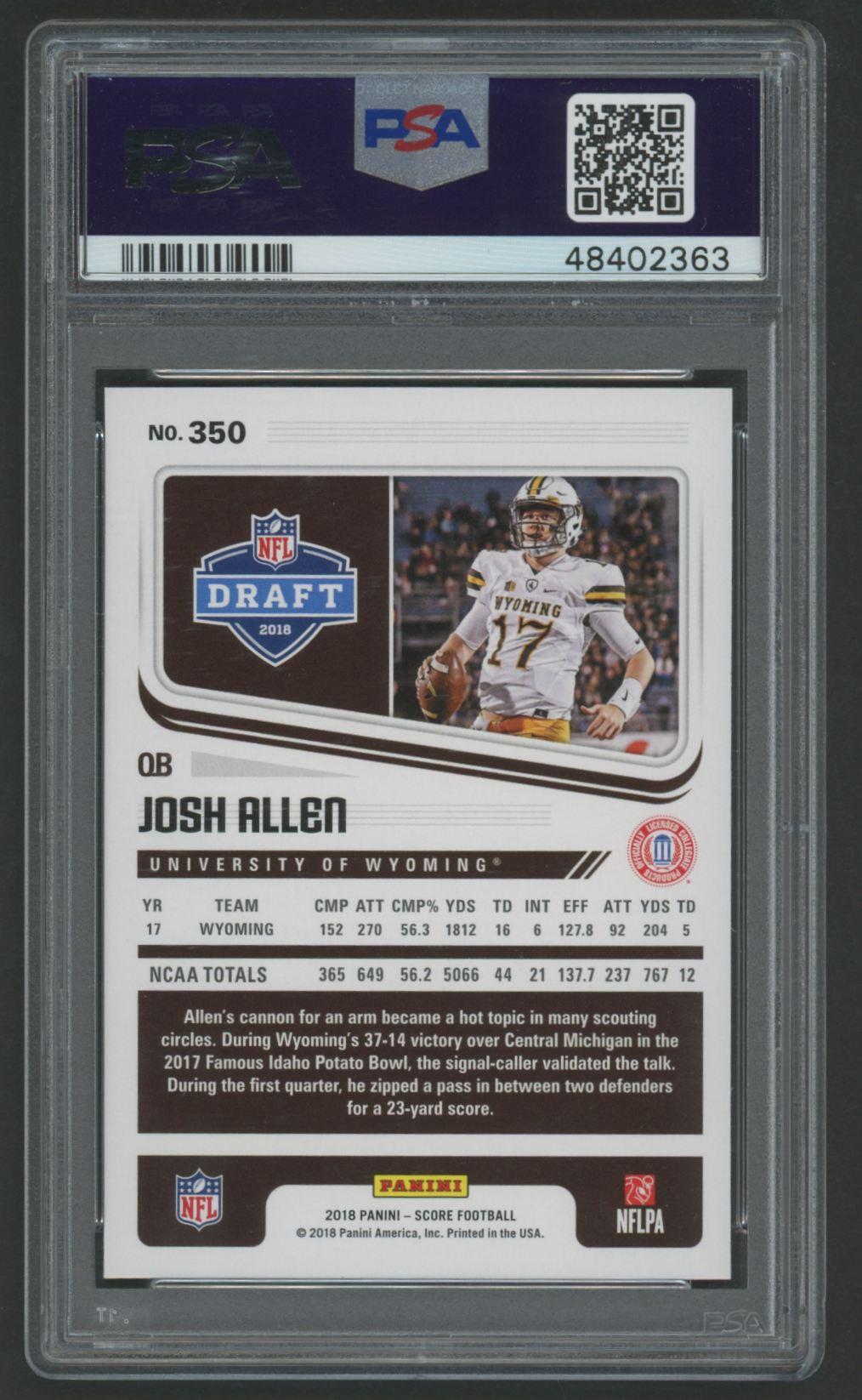 Josh Allen 2018 Panini Score #350 RC (PSA 10) at PristineAuction.com Josh Allen 2018 Panini Score #350 RC (PSA 10) at PristineAuction.com