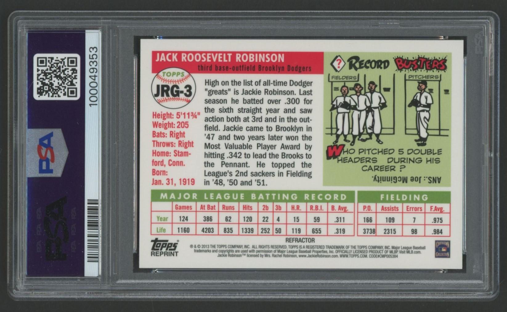 Jackie Robinson 2013 Topps Factory Set Robinson Chrome Gold Refractors #350 (PSA 10) at PristineAuction.com Jackie Robinson 2013 Topps Factory Set Robinson Chrome Gold Refractors #350 (PSA 10) at PristineAuction.com
