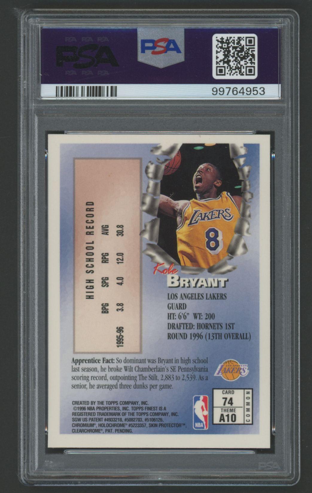 Kobe Bryant 1996-97 Finest #74 B RC (PSA 8) at PristineAuction.com Kobe Bryant 1996-97 Finest #74 B RC (PSA 8) at PristineAuction.com