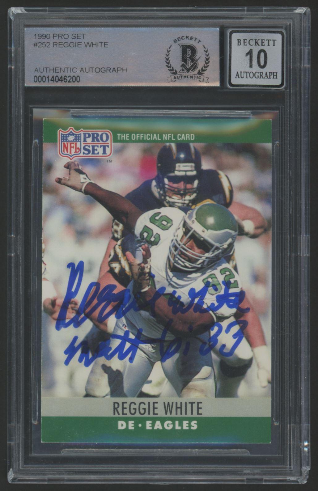 Reggie White Signed 1990 Pro Set #252 (BGS | Autograph Graded 10) at PristineAuction.com Reggie White Signed 1990 Pro Set #252 (BGS | Autograph Graded 10) at PristineAuction.com