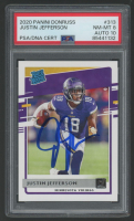 Justin Jefferson Signed 2020 Donruss #313 RR RC (PSA 8 | Autograph Graded 10) at PristineAuction.com