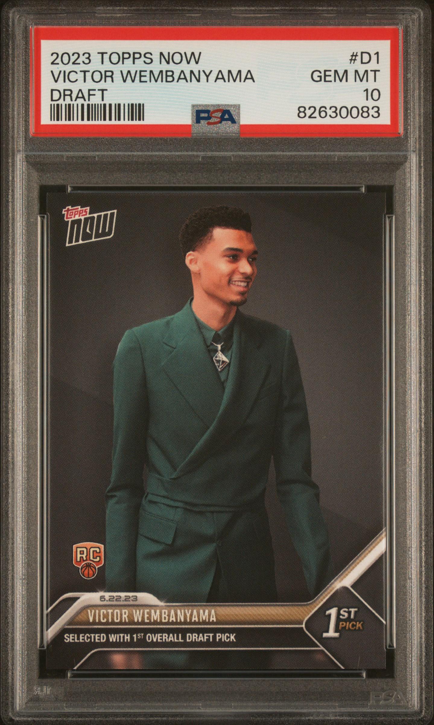 Victor Wembanyama 2023 Topps Now Draft #D1 RC (PSA 10) at PristineAuction.com Victor Wembanyama 2023 Topps Now Draft #D1 RC (PSA 10) at PristineAuction.com
