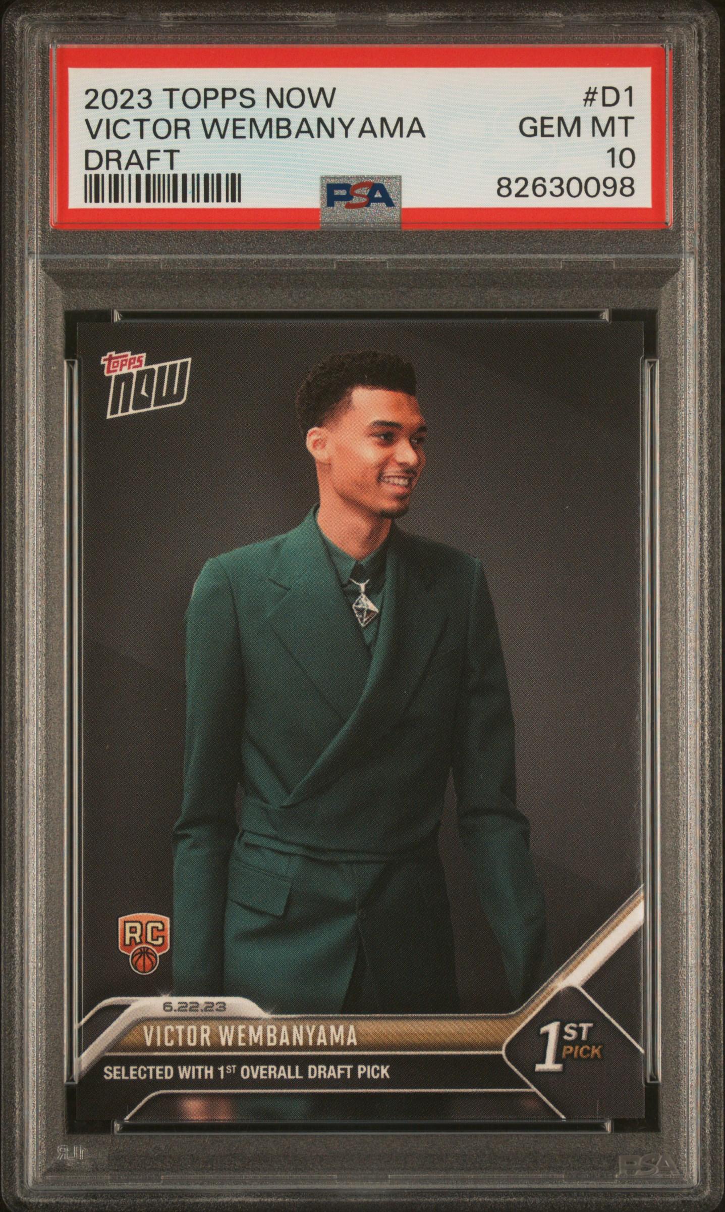 Victor Wembanyama 2023 Topps Now Draft #D1 RC (PSA 10) at PristineAuction.com Victor Wembanyama 2023 Topps Now Draft #D1 RC (PSA 10) at PristineAuction.com