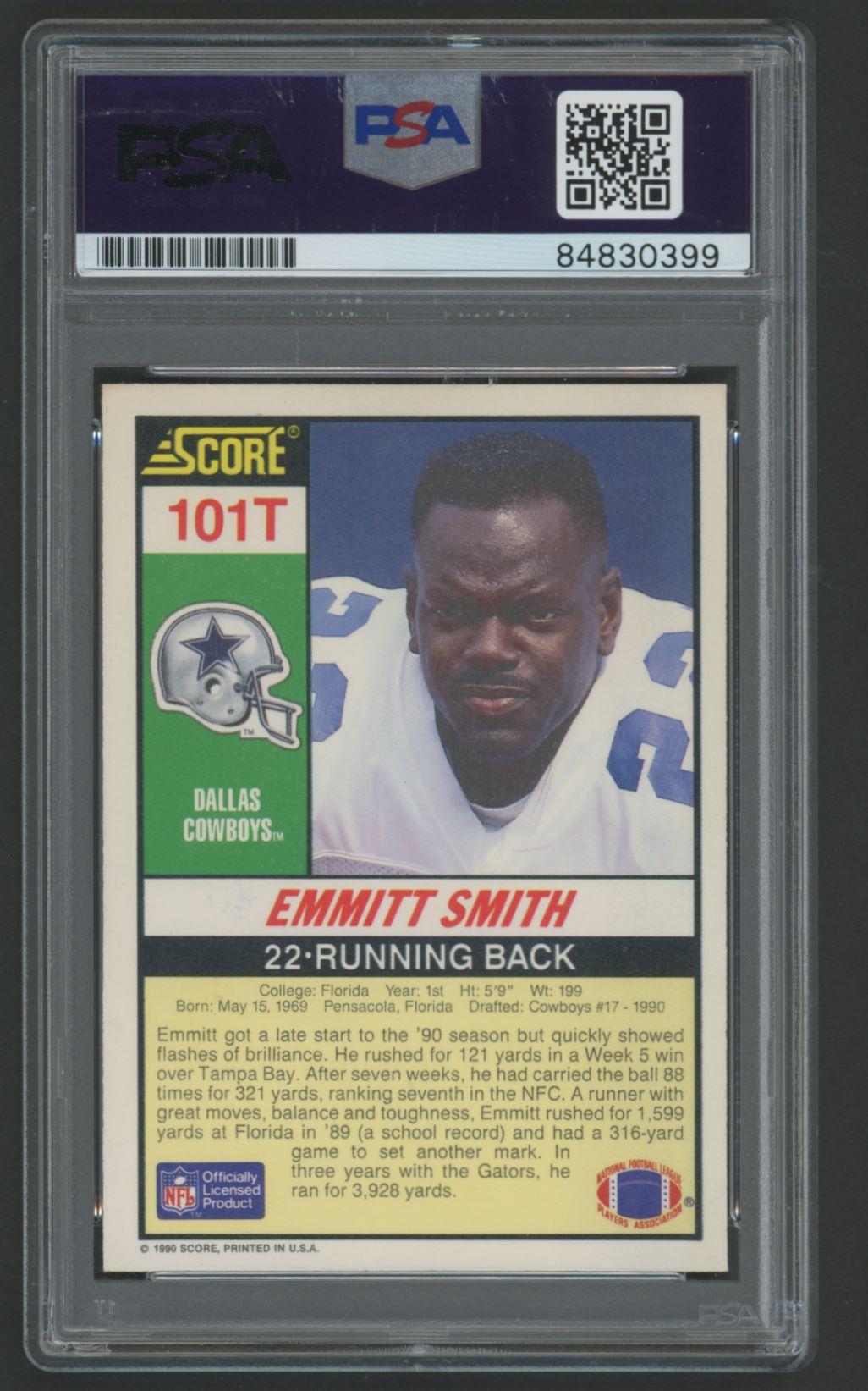 Emmitt Smith Signed 1990 Score Supplemental #101T RC (PSA) at PristineAuction.com Emmitt Smith Signed 1990 Score Supplemental #101T RC (PSA) at PristineAuction.com