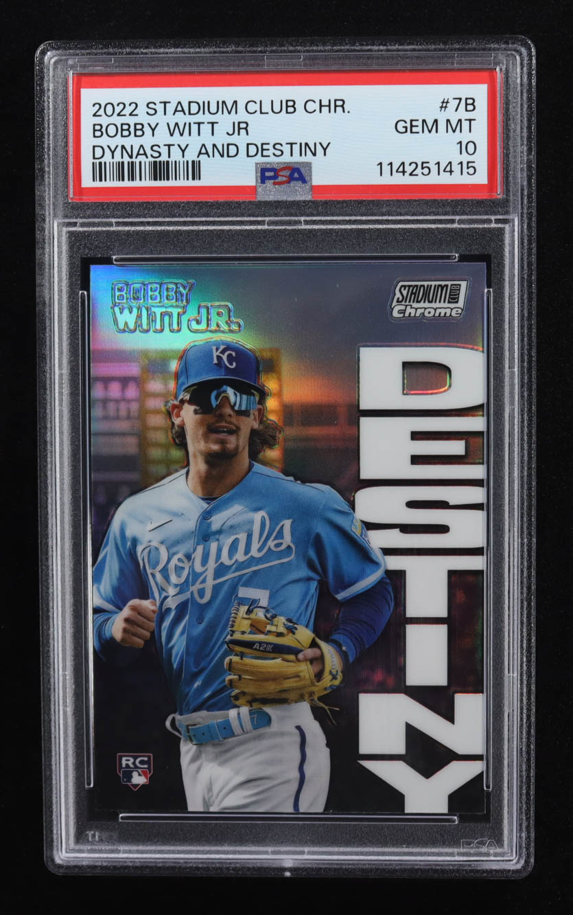 Bobby Witt Jr. 2022 Stadium Club Chrome Dynasty and Destiny #7B RC (PSA 10) at PristineAuction.com Bobby Witt Jr. 2022 Stadium Club Chrome Dynasty and Destiny #7B RC (PSA 10) at PristineAuction.com