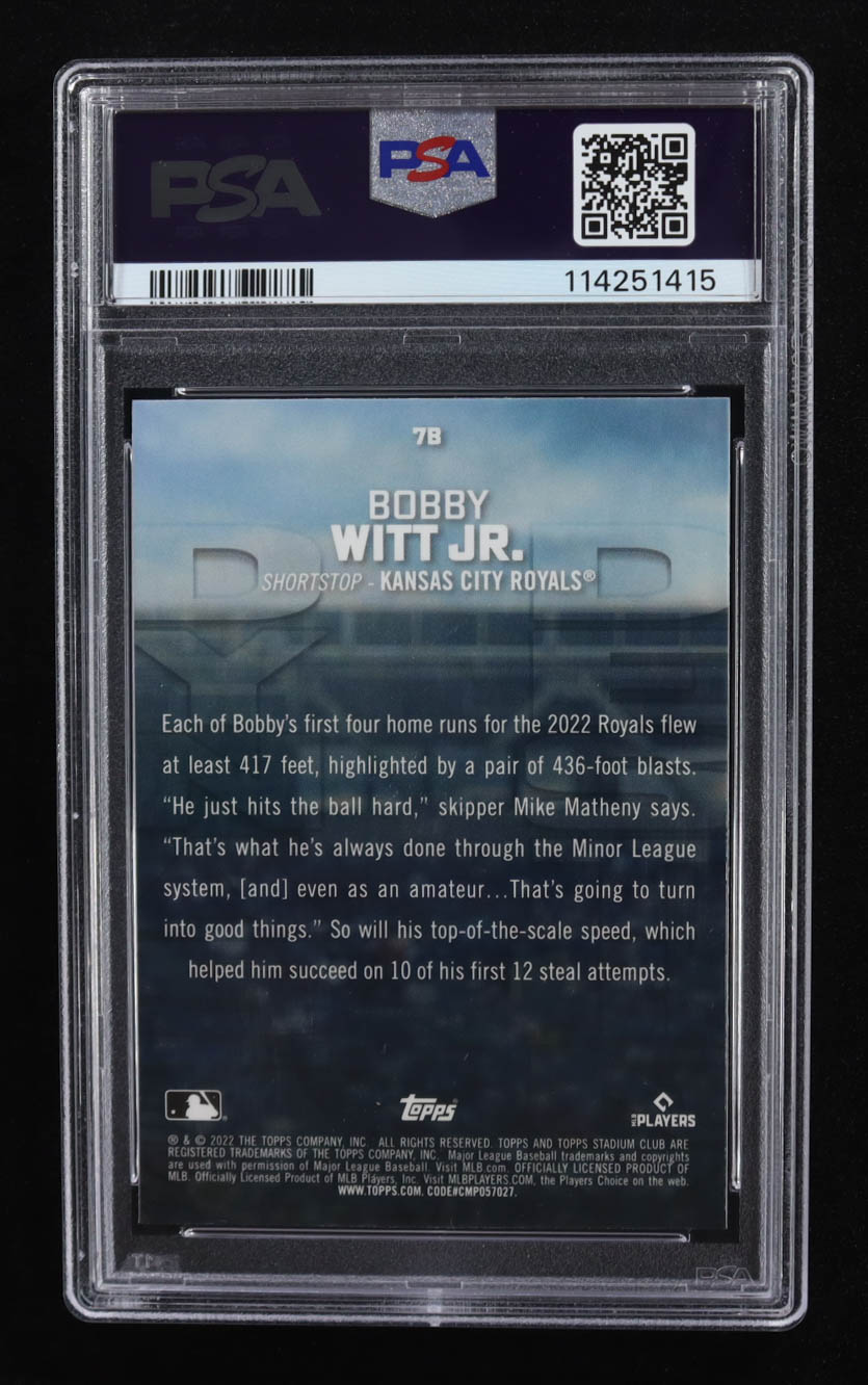 Bobby Witt Jr. 2022 Stadium Club Chrome Dynasty and Destiny #7B RC (PSA 10) at PristineAuction.com Bobby Witt Jr. 2022 Stadium Club Chrome Dynasty and Destiny #7B RC (PSA 10) at PristineAuction.com