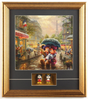 Thomas Kinkade Walt Disney's "Mickey & Minnie Mouse in Paris" Custom Framed Print Display with (2) Mickey & Minnie Figurines at PristineAuction.com