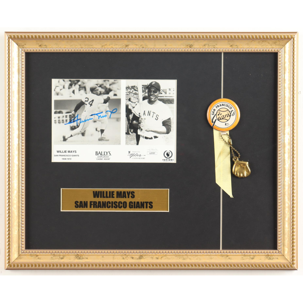 Willie Mays Signed Giants Custom Framed Photo Display with Title Plaque
