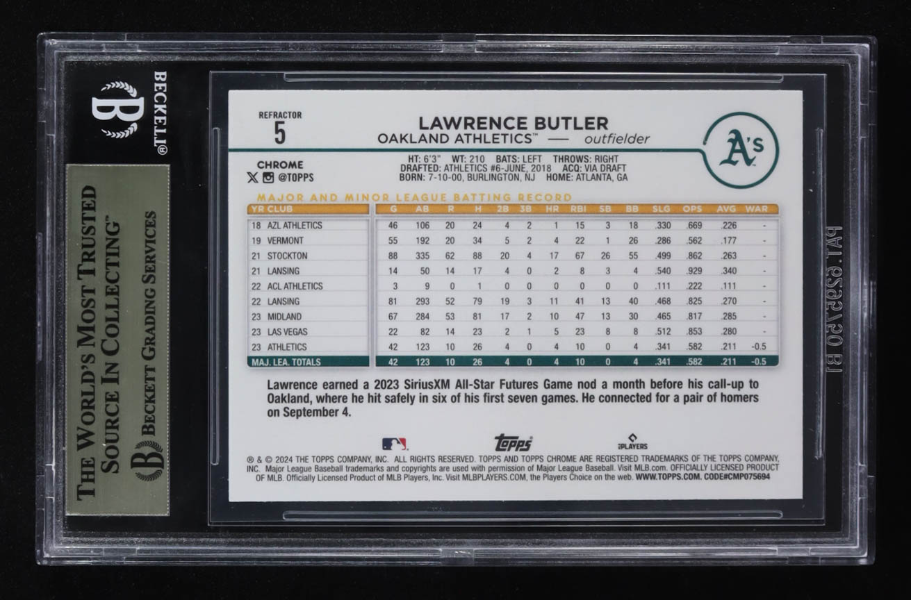 Lawrence Butler 2024 Topps Chrome Prism Refractors #5 RC (BGS 9.5) at PristineAuction.com Lawrence Butler 2024 Topps Chrome Prism Refractors #5 RC (BGS 9.5) at PristineAuction.com