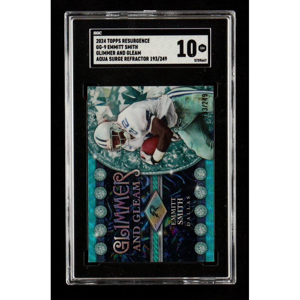 Emmitt Smith 2024 Topps Resurgence Glimmer and Gleam Aqua Surge #GG9 #193/249 (SGC 10) at PristineAuction.com