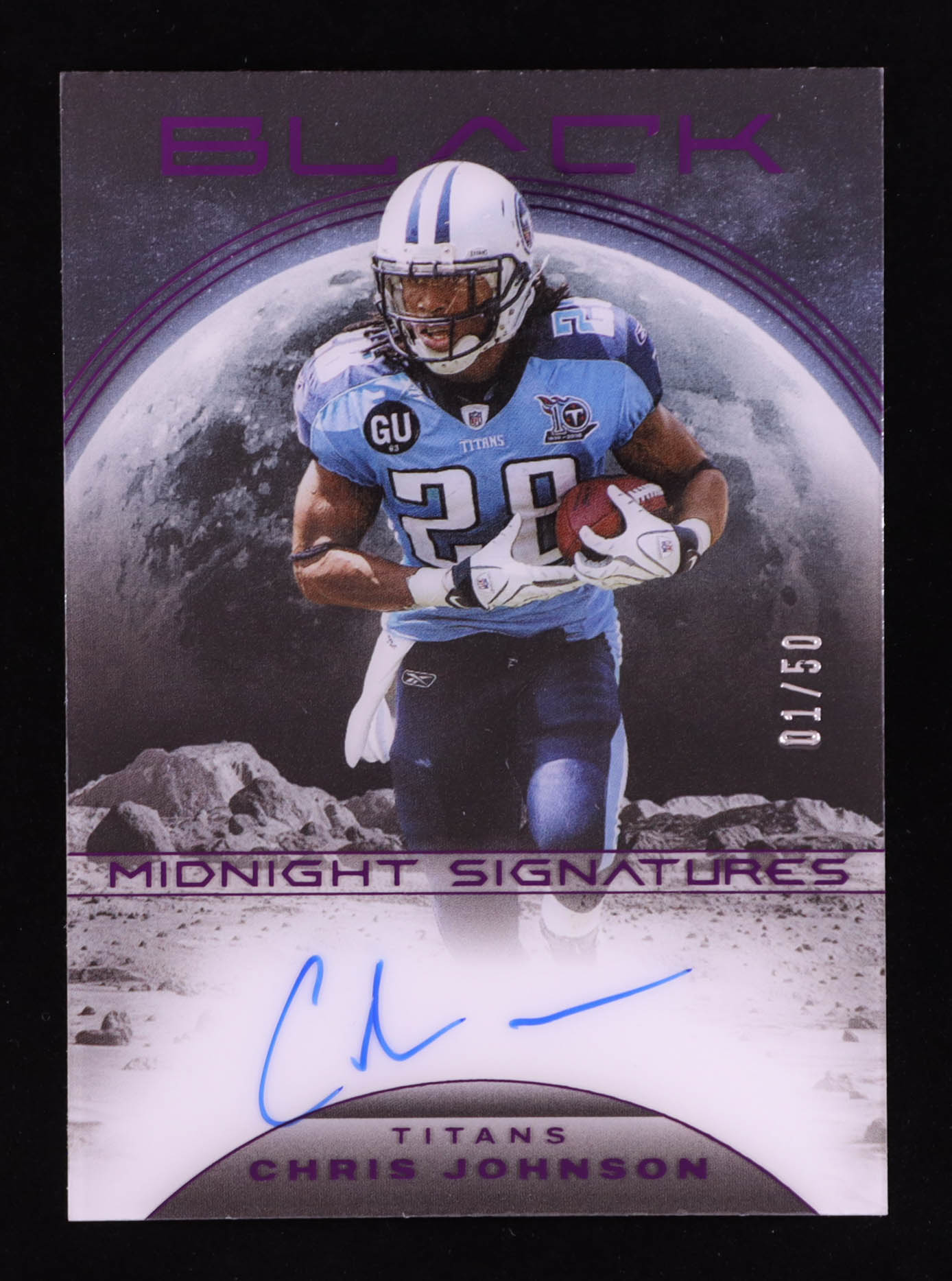 Chris Johnson 2024 Panini Black Midnight Signatures Royal #15 #01/50 at PristineAuction.com Chris Johnson 2024 Panini Black Midnight Signatures Royal #15 #01/50 at PristineAuction.com
