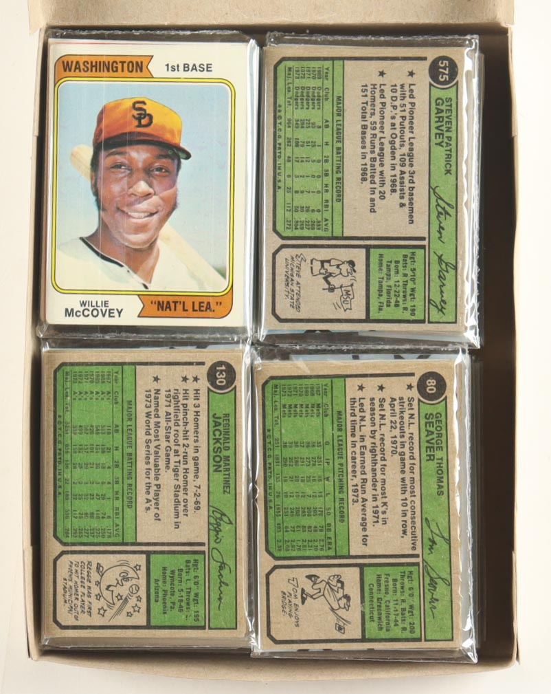 1974 Topps Baseball Cello Fun Pack Vending Box with (20) Packs at PristineAuction.com 1974 Topps Baseball Cello Fun Pack Vending Box with (20) Packs at PristineAuction.com