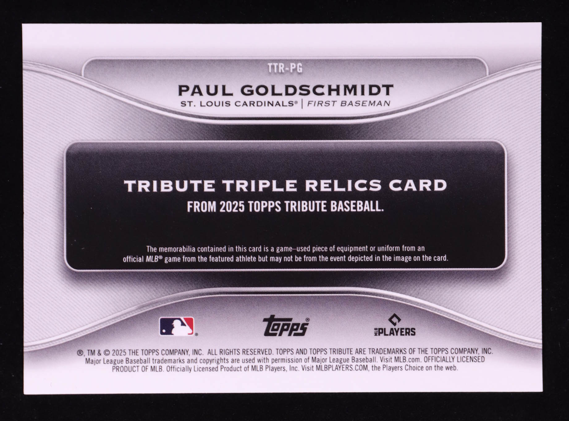 Paul Goldschmidt 2025 Topps Tribute Triple Relics Gold #TTRPG #36/75 at PristineAuction.com Paul Goldschmidt 2025 Topps Tribute Triple Relics Gold #TTRPG #36/75 at PristineAuction.com
