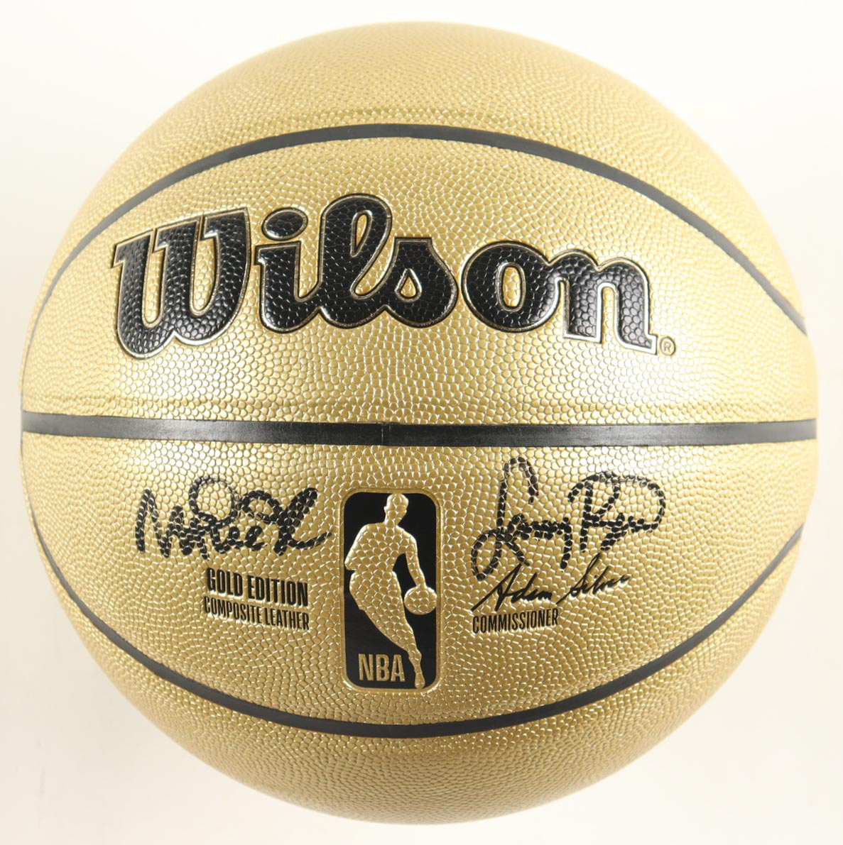 Larry Bird & Magic Johnson Signed NBA Basketball With Display Stand (PSA & Beckett) at PristineAuction.com Larry Bird & Magic Johnson Signed NBA Basketball With Display Stand (PSA & Beckett) at PristineAuction.com