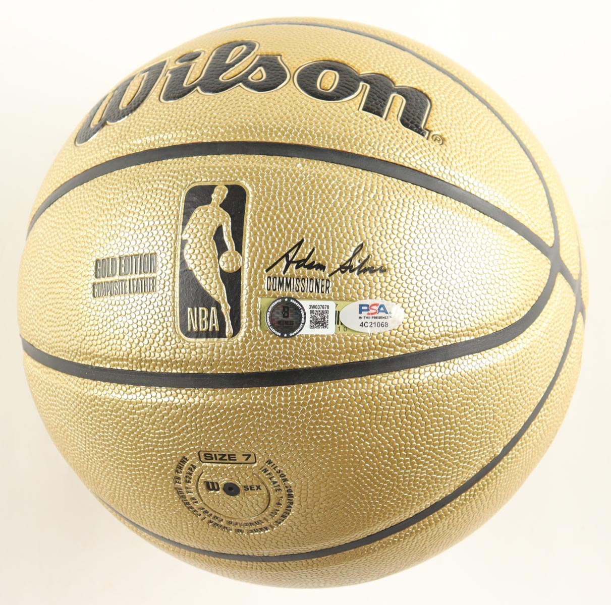 Larry Bird & Magic Johnson Signed NBA Basketball With Display Stand (PSA & Beckett) at PristineAuction.com Larry Bird & Magic Johnson Signed NBA Basketball With Display Stand (PSA & Beckett) at PristineAuction.com