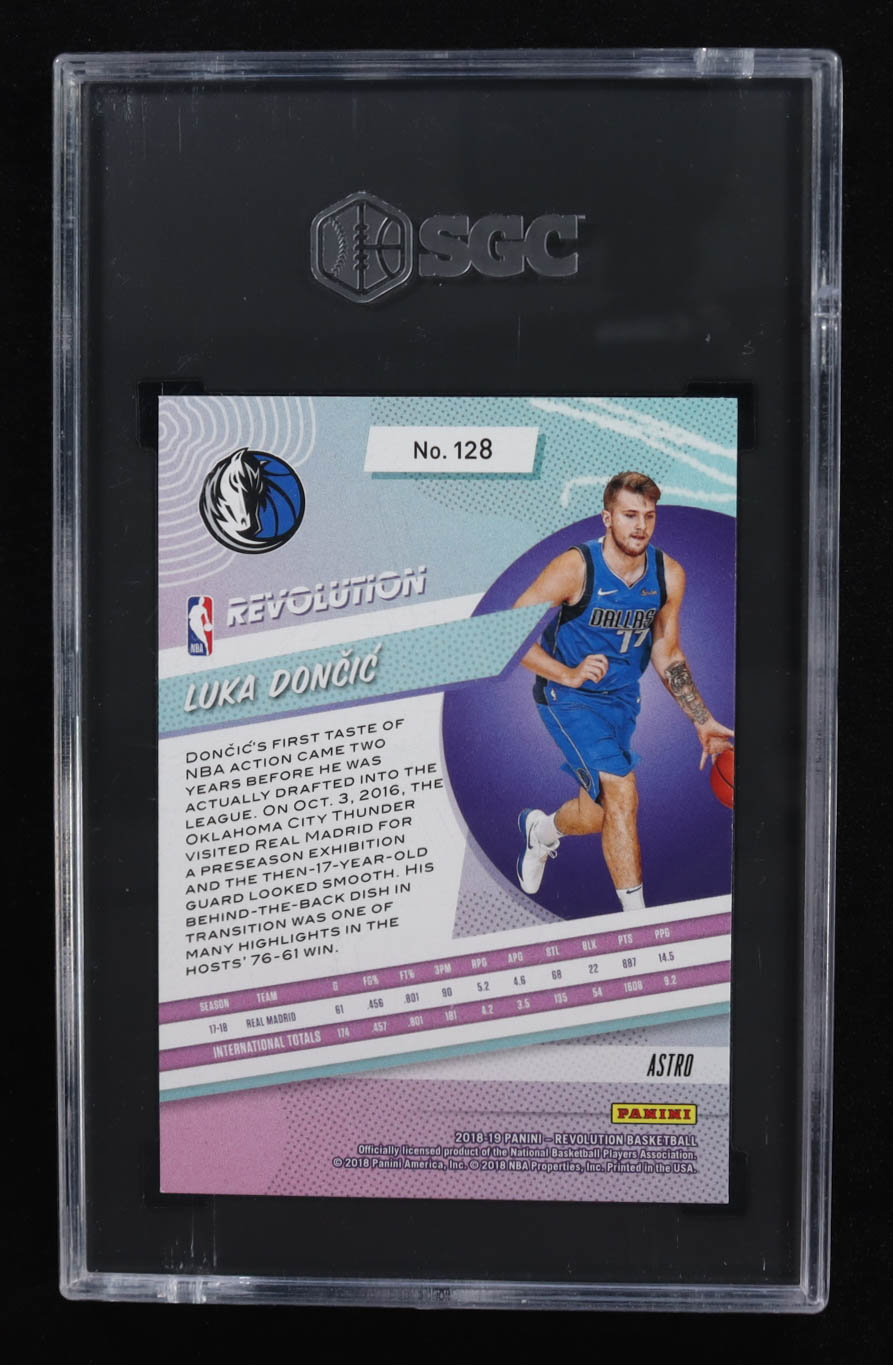 Luka Doncic 2018-19 Panini Revolution Astro #128 RC (SGC 9.5) at PristineAuction.com Luka Doncic 2018-19 Panini Revolution Astro #128 RC (SGC 9.5) at PristineAuction.com