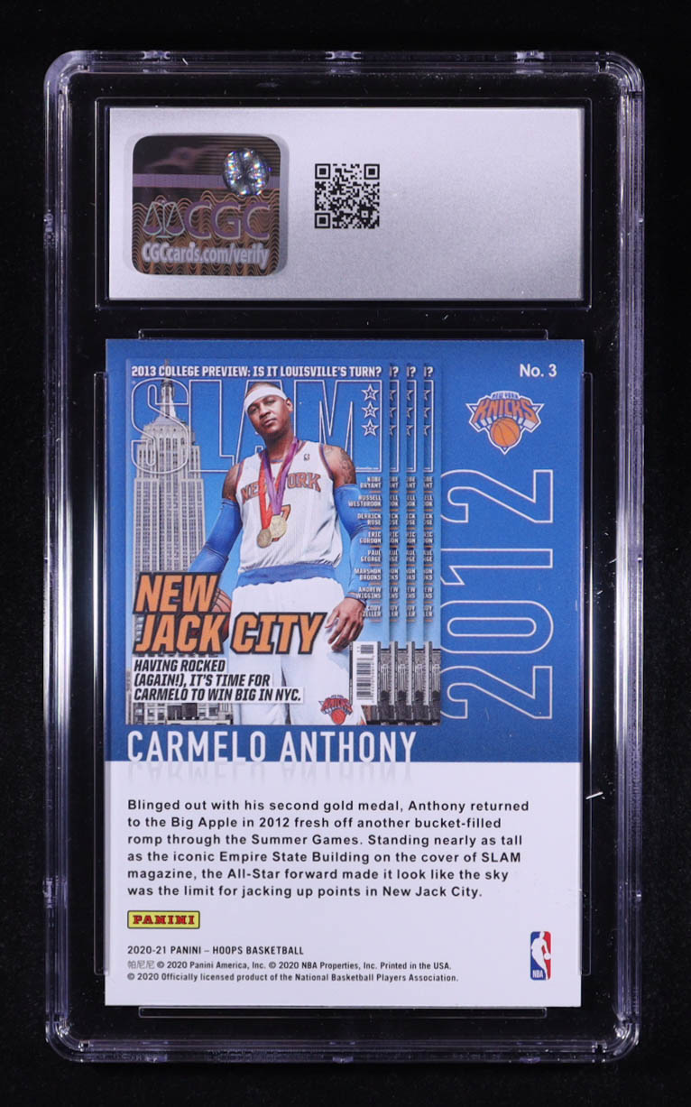 Carmelo Anthony 2020-21 Panini Hoops SLAM Cover #3 (CGC 10) at PristineAuction.com Carmelo Anthony 2020-21 Panini Hoops SLAM Cover #3 (CGC 10) at PristineAuction.com
