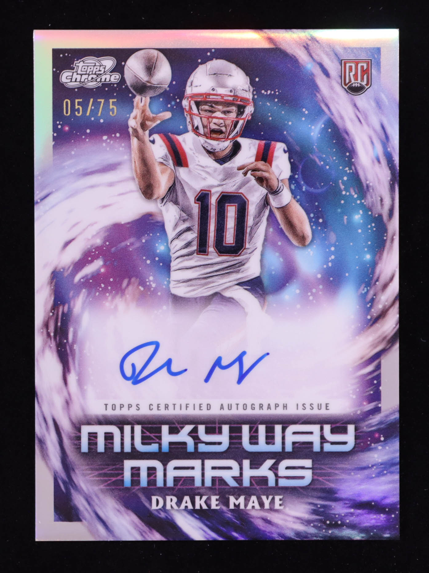 Drake Maye 2024 Topps Chrome Milky Way Marks Autographs #MWM-DMA RC 05/75 at PristineAuction.com Drake Maye 2024 Topps Chrome Milky Way Marks Autographs #MWM-DMA RC 05/75 at PristineAuction.com