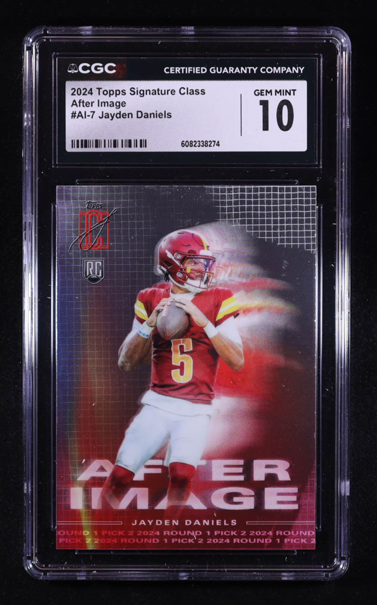 Jayden Daniels 2024 Topps Signature Class After Image #AI-7 RC (CGC 10) at PristineAuction.com Jayden Daniels 2024 Topps Signature Class After Image #AI-7 RC (CGC 10) at PristineAuction.com