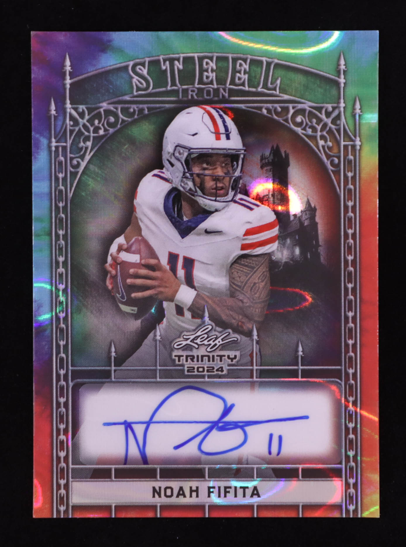 Noah Fifita 2024 Leaf Trinity Steel Iron Rainbow Lava Refractor #SNFI #1/1 RC at PristineAuction.com Noah Fifita 2024 Leaf Trinity Steel Iron Rainbow Lava Refractor #SNFI #1/1 RC at PristineAuction.com