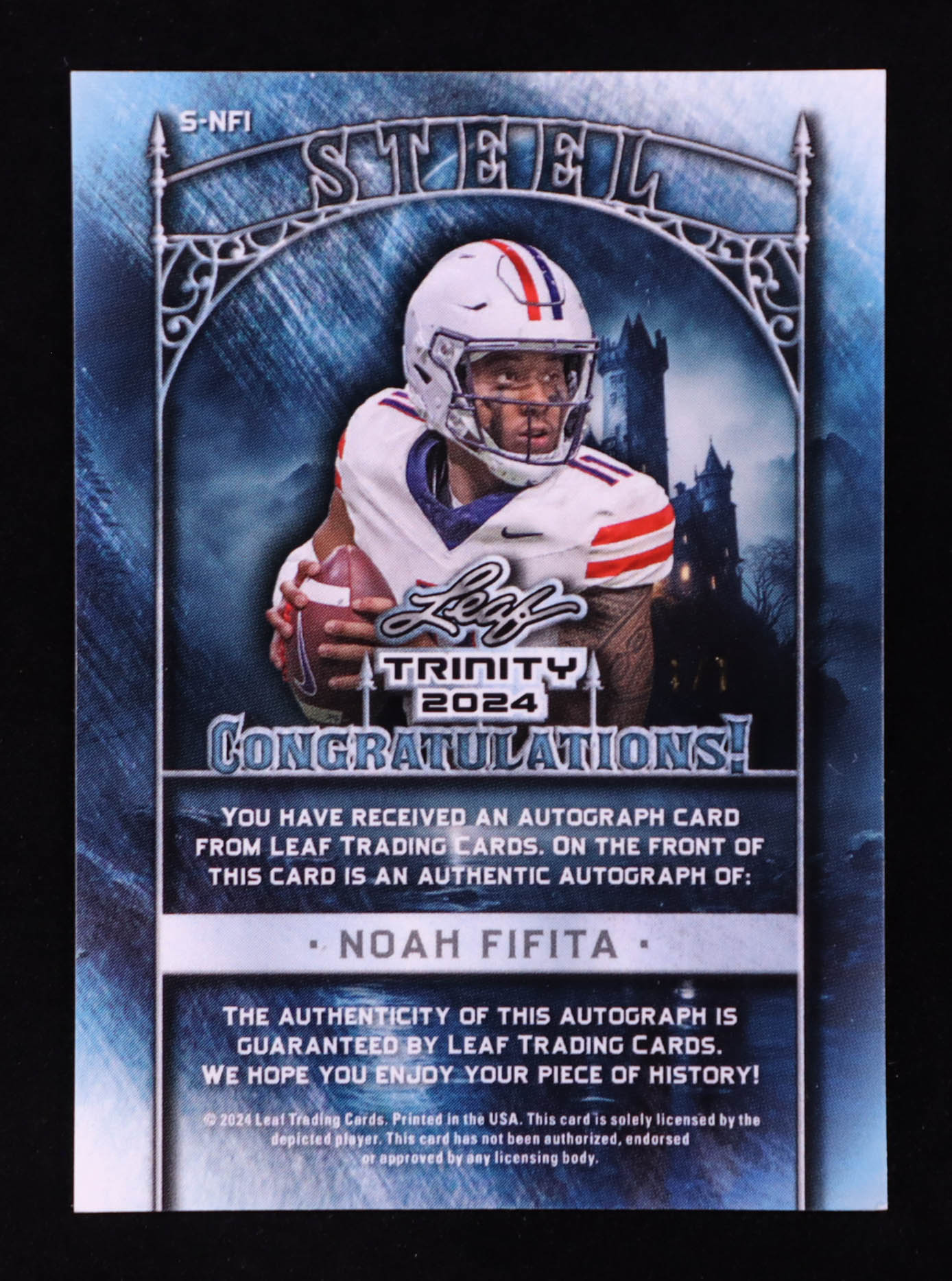 Noah Fifita 2024 Leaf Trinity Steel Iron Rainbow Lava Refractor #SNFI #1/1 RC at PristineAuction.com Noah Fifita 2024 Leaf Trinity Steel Iron Rainbow Lava Refractor #SNFI #1/1 RC at PristineAuction.com