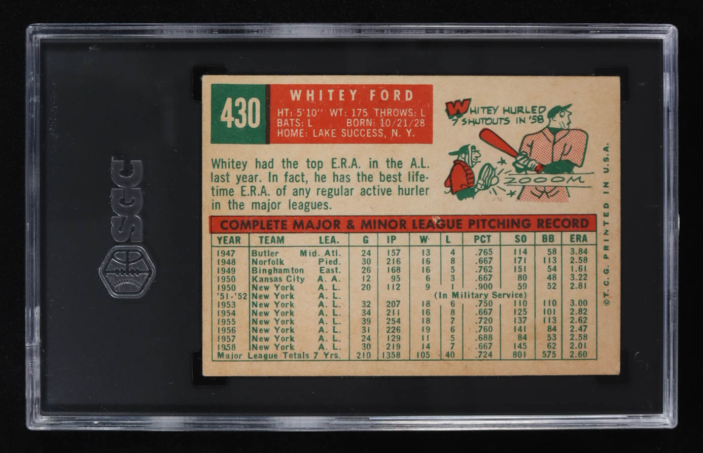 Whitey Ford 1959 Topps #430 (SGC 3) at PristineAuction.com Whitey Ford 1959 Topps #430 (SGC 3) at PristineAuction.com