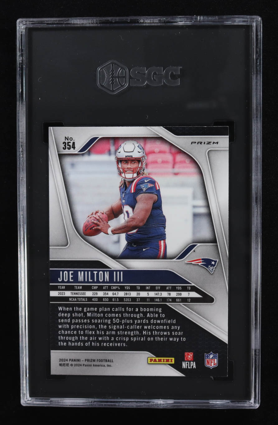 Joe Milton III 2024 Panini Prizm Prizms Lazer #354 RC (SGC 9.5) at PristineAuction.com Joe Milton III 2024 Panini Prizm Prizms Lazer #354 RC (SGC 9.5) at PristineAuction.com