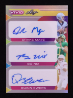 Drake Maye / Bo Nix / Quinn Ewers 2023 Leaf Vivid Colorful Trios Autographs #CT-14 RC #9/9 at PristineAuction.com