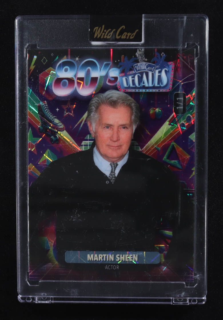 Martin Sheen 2024 Wild Card Decades 80s Purple Lazer #D180B3-MS #1/1 at PristineAuction.com Martin Sheen 2024 Wild Card Decades 80s Purple Lazer #D180B3-MS #1/1 at PristineAuction.com