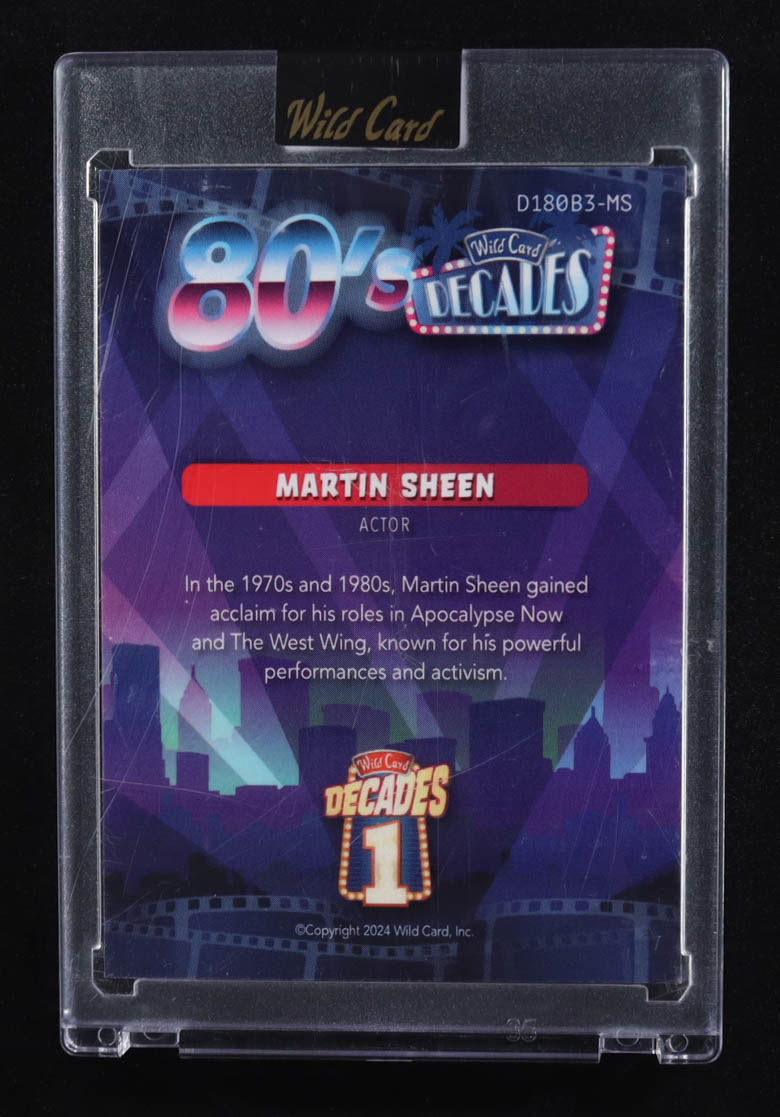 Martin Sheen 2024 Wild Card Decades 80s Purple Lazer #D180B3-MS #1/1 at PristineAuction.com Martin Sheen 2024 Wild Card Decades 80s Purple Lazer #D180B3-MS #1/1 at PristineAuction.com