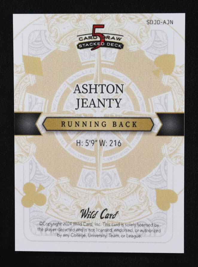 Ashton Jeanty 2024 Wild Card 5 Card Draw Stacked Deck Joker of Diamonds Silver Rainbow Foil #SDJD-AJN #1/2 RC at PristineAuction.com Ashton Jeanty 2024 Wild Card 5 Card Draw Stacked Deck Joker of Diamonds Silver Rainbow Foil #SDJD-AJN #1/2 RC at PristineAuction.com