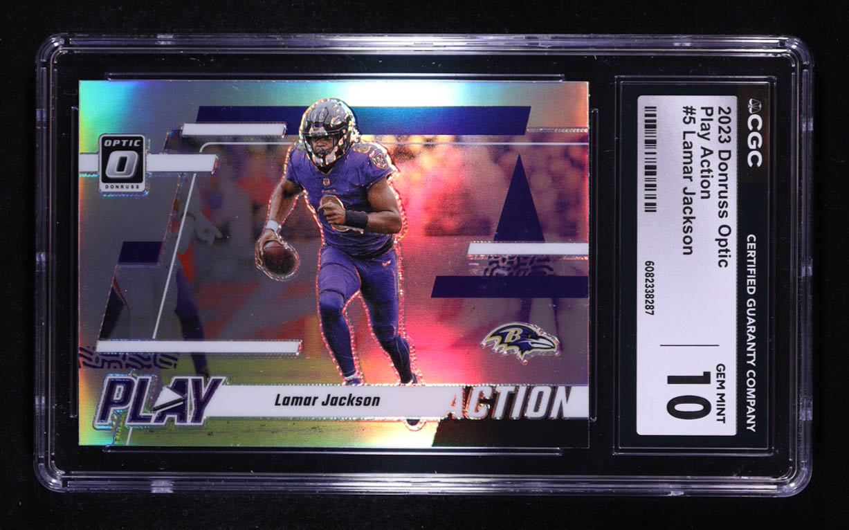 Lamar Jackson 2023 Donruss Optic Play Action #5 (CGC 10) at PristineAuction.com Lamar Jackson 2023 Donruss Optic Play Action #5 (CGC 10) at PristineAuction.com