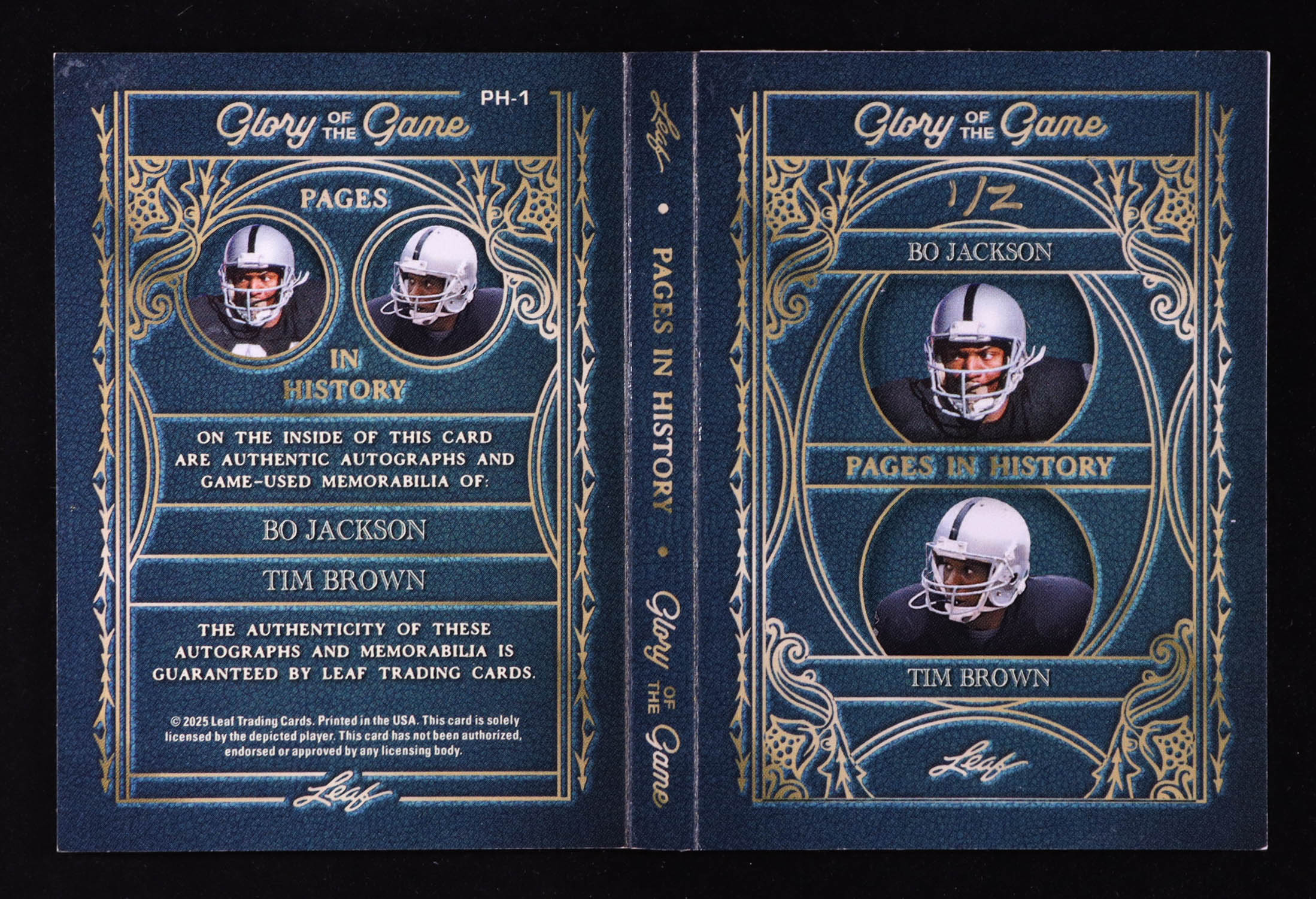 Bo Jackson / Tim Brown 2025 Glory of the Game Pages In History #PH-1 at PristineAuction.com Bo Jackson / Tim Brown 2025 Glory of the Game Pages In History #PH-1 at PristineAuction.com