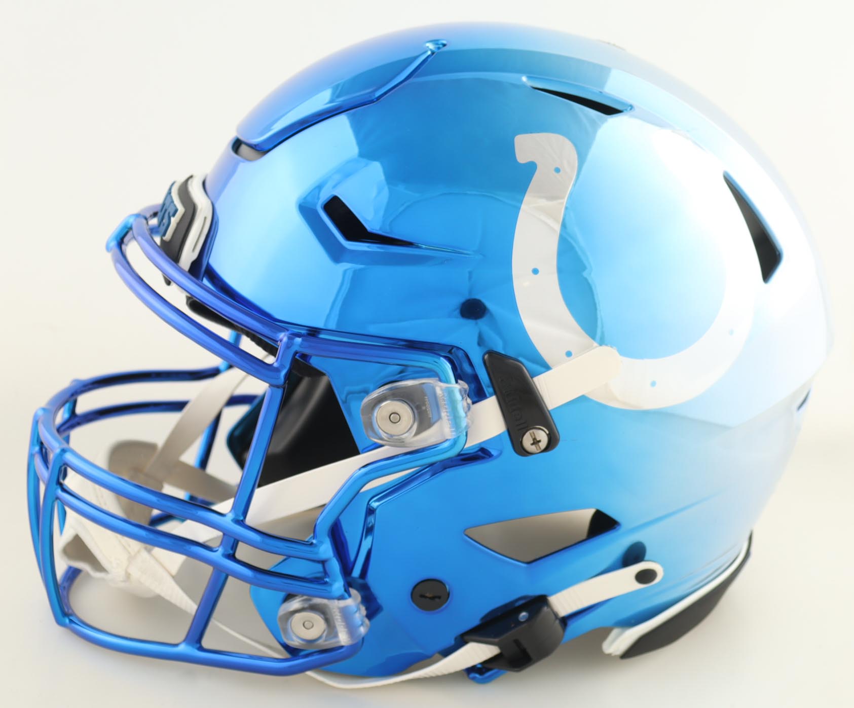 Edgerrin James Signed Colts Full-Size Authentic On-Field Chrome Alternate SpeedFlex Helmet Inscribed "Colts ROH", "2x #1 Rush Yds, "99 ROY", & "HOF 20" (Beckett) at PristineAuction.com Edgerrin James Signed Colts Full-Size Authentic On-Field Chrome Alternate SpeedFlex Helmet Inscribed "Colts ROH", "2x #1 Rush Yds, "99 ROY", & "HOF 20" (Beckett) at PristineAuction.com