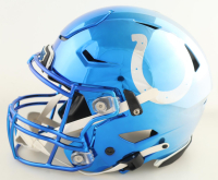 Edgerrin James Signed Colts Full-Size Authentic On-Field Chrome Alternate SpeedFlex Helmet Inscribed "Colts ROH", "2x #1 Rush Yds, "99 ROY", & "HOF 20" (Beckett) at PristineAuction.com