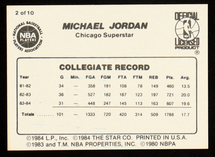 Michael Jordan 1986 Star Michael Jordan #2 at PristineAuction.com Michael Jordan 1986 Star Michael Jordan #2 at PristineAuction.com