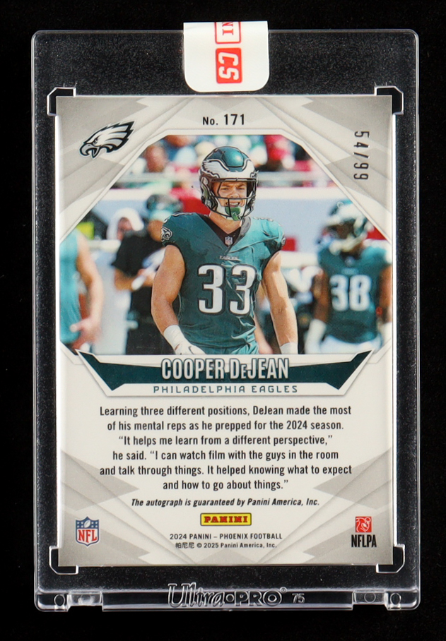 Cooper DeJean 2024 Panini Phoenix Rookie Autographs Red #171 #54/99 RC at PristineAuction.com Cooper DeJean 2024 Panini Phoenix Rookie Autographs Red #171 #54/99 RC at PristineAuction.com