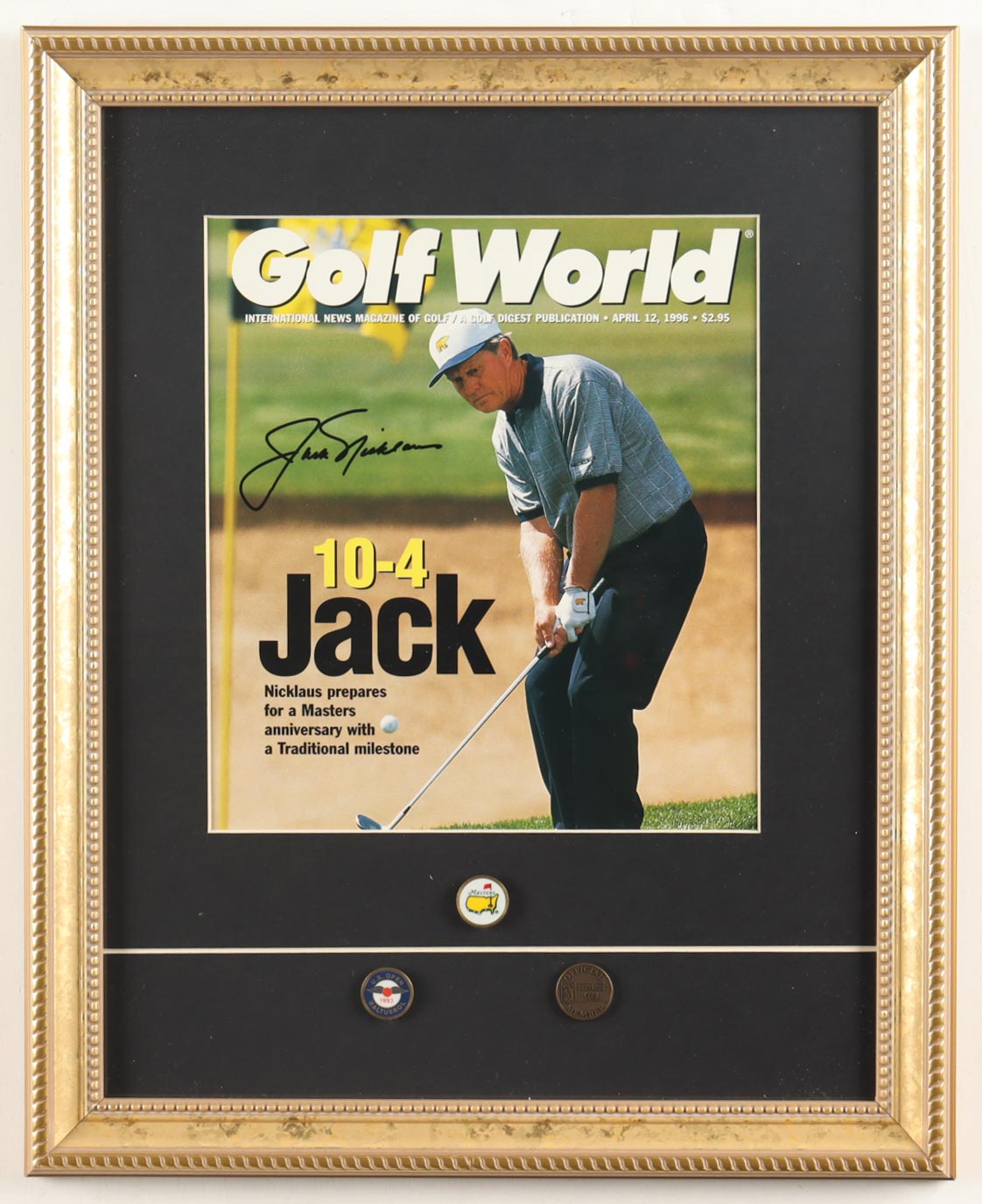 Jack Nicklaus Signed 1996 "Gold World" Custom Framed Magazine Display (Beckett) at PristineAuction.com Jack Nicklaus Signed 1996 "Gold World" Custom Framed Magazine Display (Beckett) at PristineAuction.com