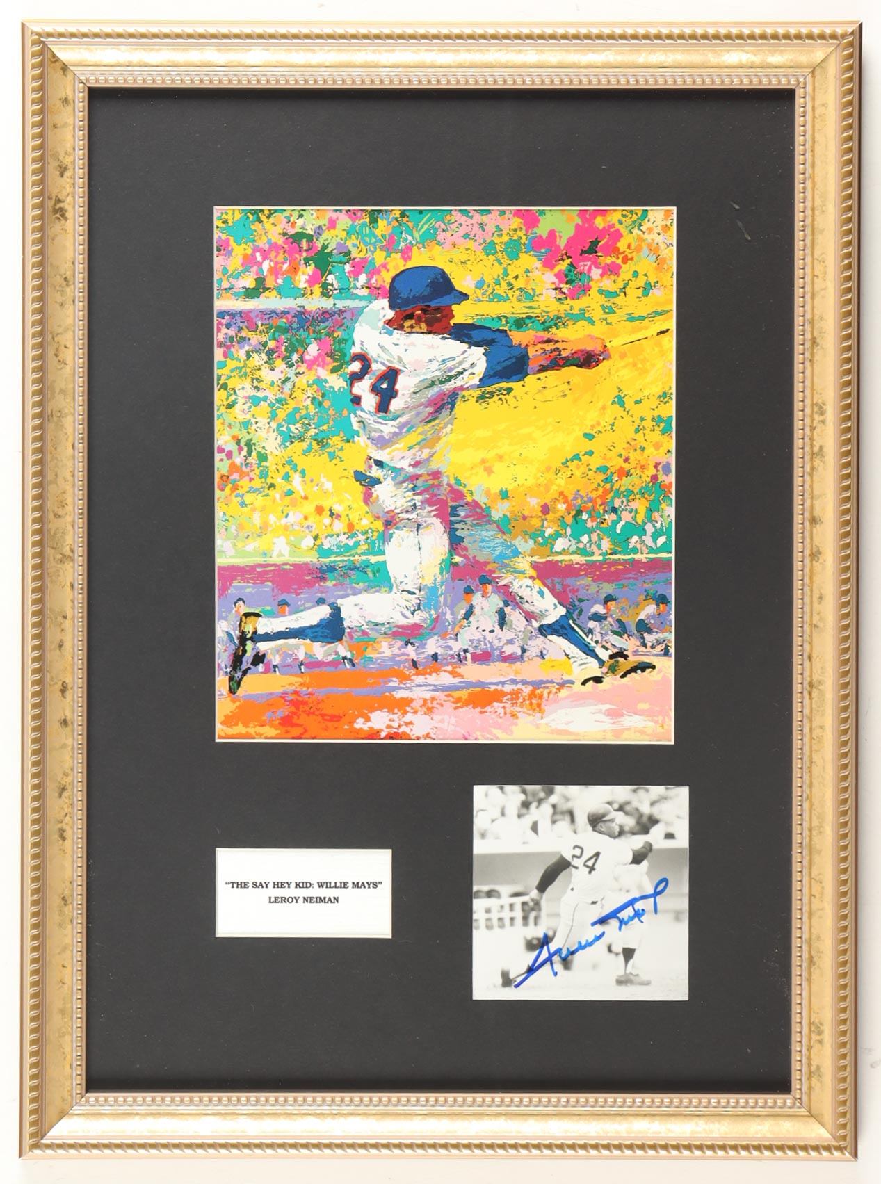 Willie Mays Signed Custom Framed Photo Display with Leroy Neiman Art Print (JSA) at PristineAuction.com Willie Mays Signed Custom Framed Photo Display with Leroy Neiman Art Print (JSA) at PristineAuction.com