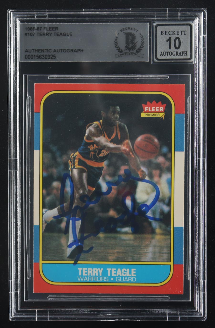 Terry Teagle Signed 1986-87 Fleer Premier Autographs #107 (Beckett | Autograph Grade BGS 10) at PristineAuction.com Terry Teagle Signed 1986-87 Fleer Premier Autographs #107 (Beckett | Autograph Grade BGS 10) at PristineAuction.com
