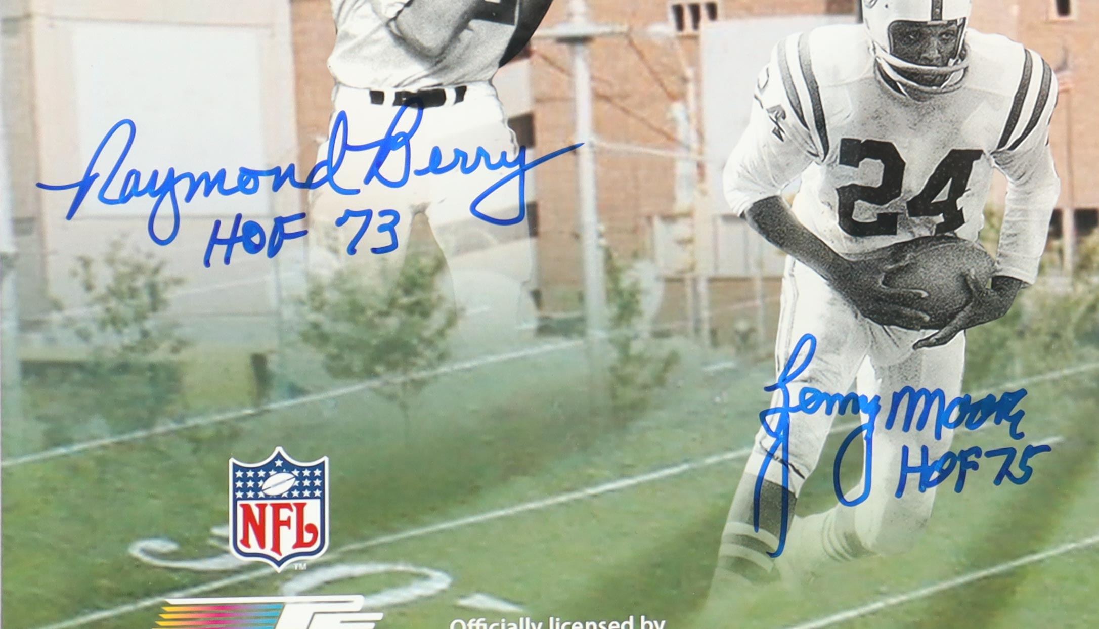 Colts Hall of Famers 16x20 Photo Signed by (5) With Raymond Berry, Lenny Moore, Gino Marchetti, John Mackey with HOF Inscriptions (Schulte) at PristineAuction.com Colts Hall of Famers 16x20 Photo Signed by (5) With Raymond Berry, Lenny Moore, Gino Marchetti, John Mackey with HOF Inscriptions (Schulte) at PristineAuction.com