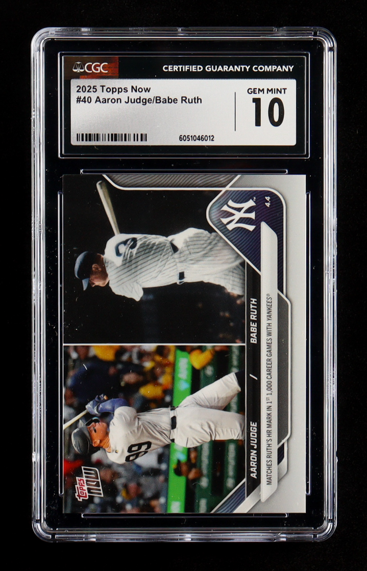 Aaron Judge / Babe Ruth 2025 Topps Now #40 (CGC 10) at PristineAuction.com Aaron Judge / Babe Ruth 2025 Topps Now #40 (CGC 10) at PristineAuction.com