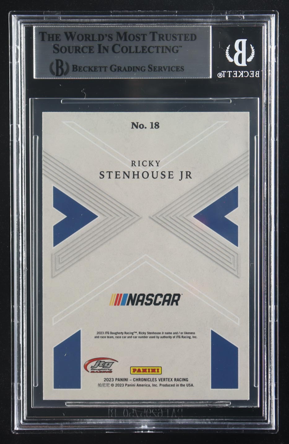 Ricky Stenhouse Jr. Signed 2023 Panini Chronicles Vertex Autographs #18 (Beckett | Autograph Grade BGS Authentic) at PristineAuction.com Ricky Stenhouse Jr. Signed 2023 Panini Chronicles Vertex Autographs #18 (Beckett | Autograph Grade BGS Authentic) at PristineAuction.com