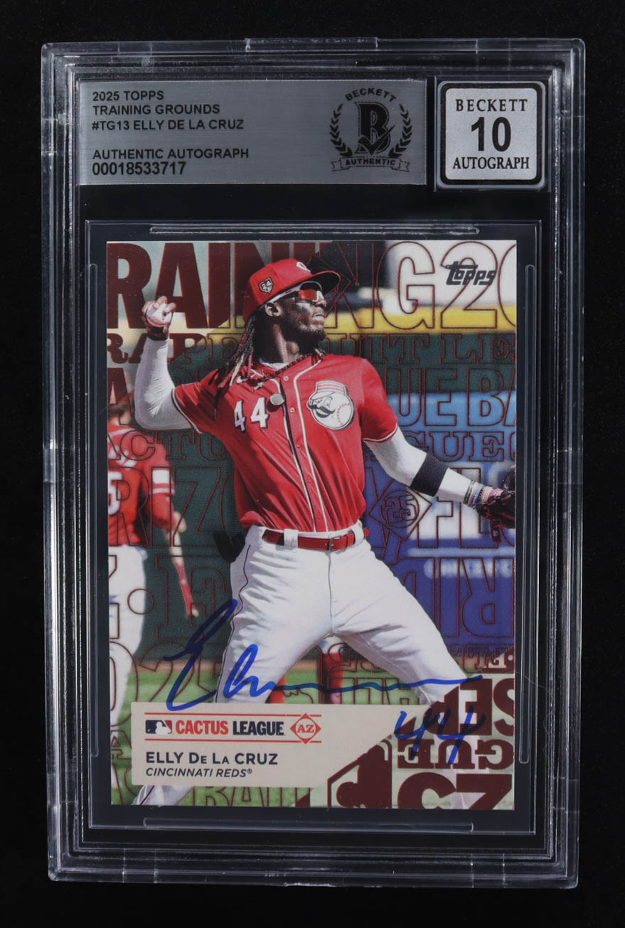 Elly De La Cruz Signed 2025 Topps Training Grounds #TG13 (Beckett | Auto Grade BGS 10) at PristineAuction.com Elly De La Cruz Signed 2025 Topps Training Grounds #TG13 (Beckett | Auto Grade BGS 10) at PristineAuction.com