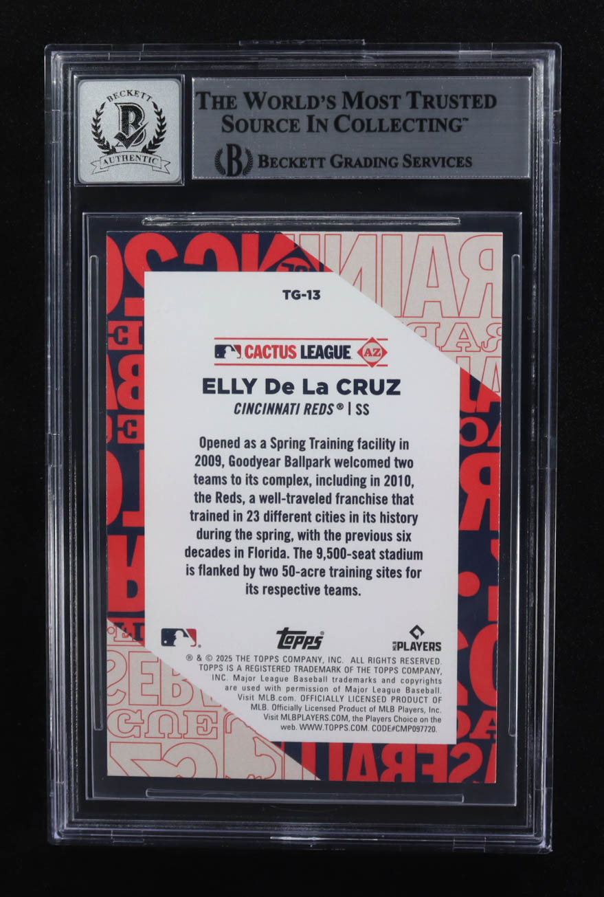 Elly De La Cruz Signed 2025 Topps Training Grounds #TG13 (Beckett | Auto Grade BGS 10) at PristineAuction.com Elly De La Cruz Signed 2025 Topps Training Grounds #TG13 (Beckett | Auto Grade BGS 10) at PristineAuction.com