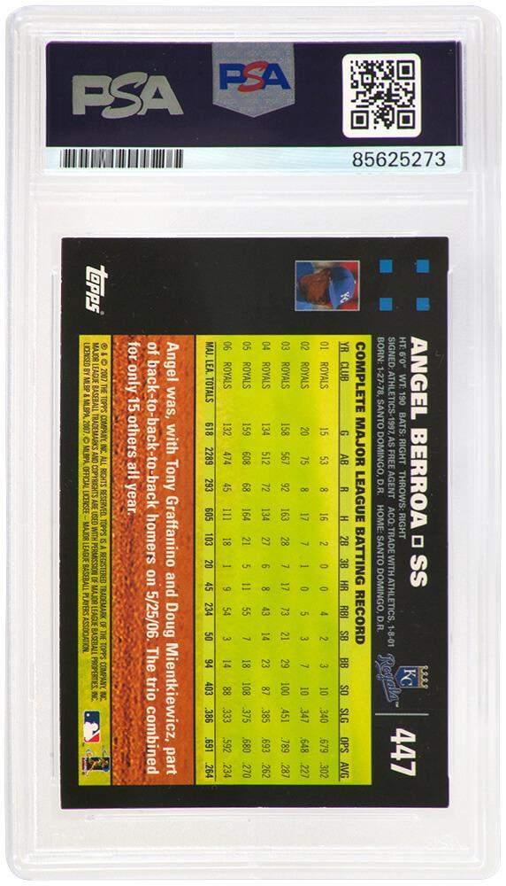Angel Berroa Signed 2007 Topps #447 (PSA) at PristineAuction.com Angel Berroa Signed 2007 Topps #447 (PSA) at PristineAuction.com